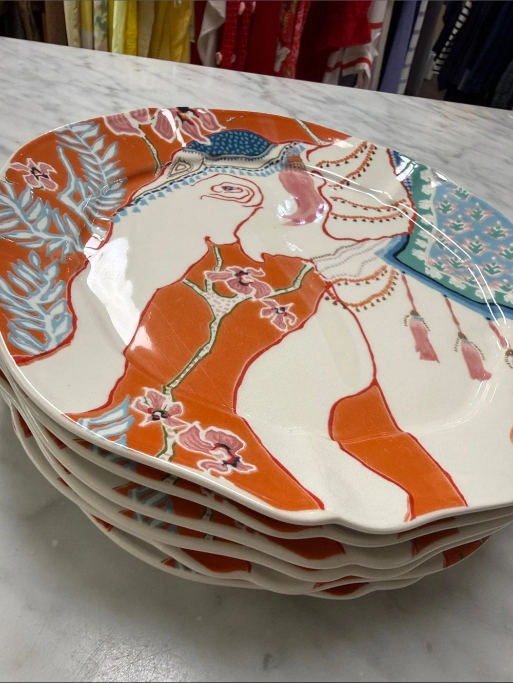 Paige Gemmel for Anthropologie Eastern Elephant Dessert Plates Set of 6